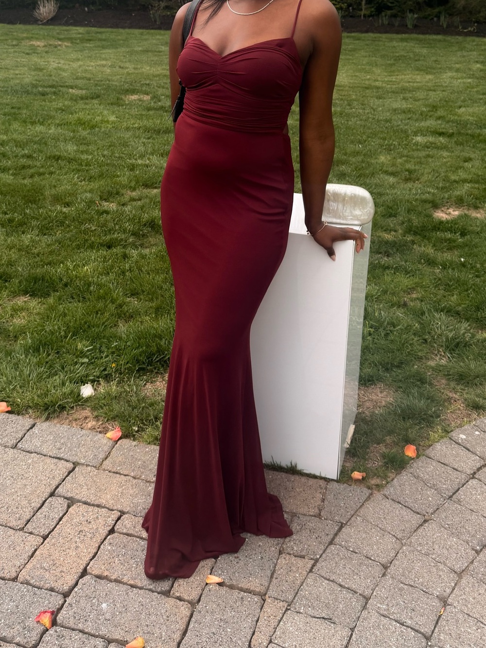 Windsor Burgundy Strap Mermaid Prom Dress